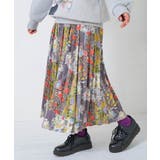 ブラック | 豊穣と繁栄柄スウェードポンチプリーツスカート | ScoLar