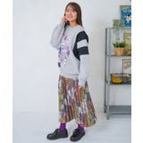 豊穣と繁栄柄スウェードポンチプリーツスカート | ScoLar | 詳細画像1