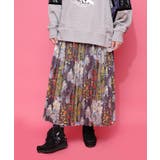 ボルドー | 豊穣と繁栄柄スウェードポンチプリーツスカート | ScoLar