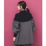 花刺繍ニット×プリーツ異素材切替プルオーバー | ScoLar | 詳細画像4