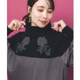 花刺繍ニット×プリーツ異素材切替プルオーバー | ScoLar | 詳細画像6