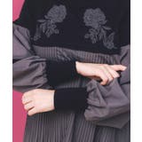 花刺繍ニット×プリーツ異素材切替プルオーバー | ScoLar | 詳細画像7