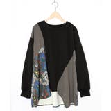 花蝶柄×無地リメイク風 異素材切替プルオーバー | ScoLar | 詳細画像7 