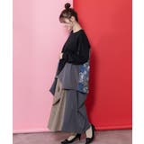 花蝶柄×無地リメイク風 異素材切替プルオーバー | ScoLar | 詳細画像3 