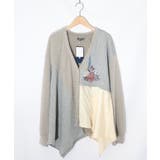 グレー | 3素材ミックス花×蝶刺繍カーディガン | ScoLar