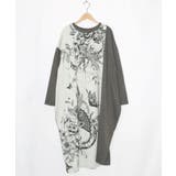 チャコールグレー | 花柄×無地バイカラー裏毛ワンピース | ScoLar