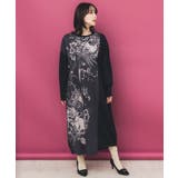 花柄×無地バイカラー裏毛ワンピース | ScoLar | 詳細画像1 