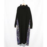 花柄素材切替タートルネックワンピース | ScoLar | 詳細画像15 