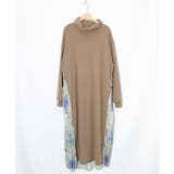 花柄素材切替タートルネックワンピース | ScoLar | 詳細画像18 