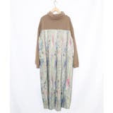 花柄素材切替タートルネックワンピース | ScoLar | 詳細画像19 