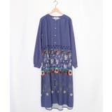 パープル | 冬のオーナメント×花柄 前開きワンピース | ScoLar