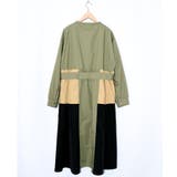 花刺繍トレンチコート風 異素材切替ワンピース | ScoLar | 詳細画像15 