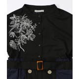 花刺繍トレンチコート風 異素材切替ワンピース | ScoLar | 詳細画像17 