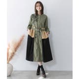 花刺繍トレンチコート風 異素材切替ワンピース | ScoLar | 詳細画像2 