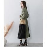 花刺繍トレンチコート風 異素材切替ワンピース | ScoLar | 詳細画像3 