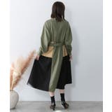 花刺繍トレンチコート風 異素材切替ワンピース | ScoLar | 詳細画像4 