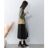 花刺繍トレンチコート風 異素材切替ワンピース | ScoLar | 詳細画像5 