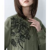 花刺繍トレンチコート風 異素材切替ワンピース | ScoLar | 詳細画像6 