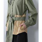 花刺繍トレンチコート風 異素材切替ワンピース | ScoLar | 詳細画像8 