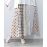 アイボリー | ドット×チェック×チュール×レース切替スカート | ScoLar