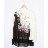 布帛ｘシフォン異素材切替バイカラー花柄シャツ | ScoLar | 詳細画像7 