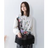 布帛ｘシフォン異素材切替バイカラー花柄シャツ | ScoLar | 詳細画像1 