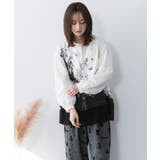 布帛ｘシフォン異素材切替バイカラー花柄シャツ | ScoLar | 詳細画像2 