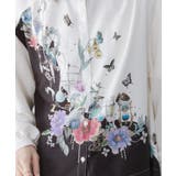布帛ｘシフォン異素材切替バイカラー花柄シャツ | ScoLar | 詳細画像3 