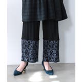 花蝶柄テレコ素材メロウ入りパンツ | ScoLar | 詳細画像3 