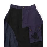 蝶鍵モチーフ刺繍 ナイロン×デニム切替配色スカート | ScoLar | 詳細画像12 