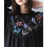 花蝶刺繍シャーリング生地ティアード風ワンピース | ScoLar | 詳細画像6 