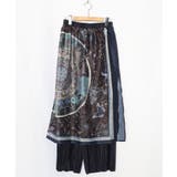 ネイビー | 星座ステンドグラス柄シアー×ボドレー素材パンツ | ScoLar