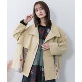 ベージュ | クラシカル柄プリーツ×ツイルトレンチ風コート | ScoLar