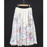 アイボリー | 花柄布帛×ラメ入りストライプ柄 リバーシブルスカート | ScoLar