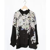 ブラック | 花柄布帛シャツ | ScoLar