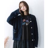 ネイビー | 蝶刺繍×蝶ボタン付きニットカーディガン | ScoLar