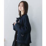 蝶刺繍×蝶ボタン付きニットカーディガン | ScoLar | 詳細画像3 