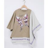 ベージュ | ラメ入りアンティーク柄アシメ異素材切替PO | ScoLar