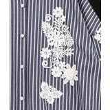 花蝶刺繍レース×ストライプ柄配色シャツ | ScoLar | 詳細画像7 