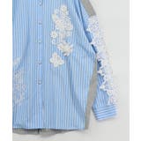 花蝶刺繍レース×ストライプ柄配色シャツ | ScoLar | 詳細画像10 