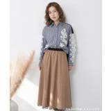 花蝶刺繍レース×ストライプ柄配色シャツ | ScoLar | 詳細画像1 