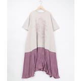 グレー | 箔ラメ入りツリーハウス柄プリーツ切替ワンピース | ScoLar