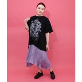 ブラック | 箔ラメ入りツリーハウス柄プリーツ切替ワンピース | ScoLar