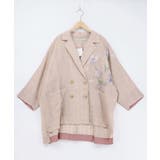 ベージュ | シアージャガード花蝶刺繍配色ジャケット | ScoLar