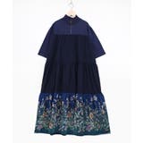 ジャージ風グラデーション裾花チュールフレアワンピース | ScoLar | 詳細画像4 