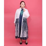 オフホワイト | 魔女の秘密柄チュール重ね異素材切替シャツワンピース | ScoLar