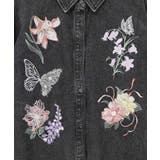 花蝶刺繍すそフリンジ入りデニムシャツ | ScoLar | 詳細画像14 