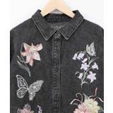 花蝶刺繍すそフリンジ入りデニムシャツ | ScoLar | 詳細画像15 