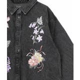 花蝶刺繍すそフリンジ入りデニムシャツ | ScoLar | 詳細画像16 