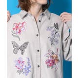 花蝶刺繍すそフリンジ入りデニムシャツ | ScoLar | 詳細画像9 